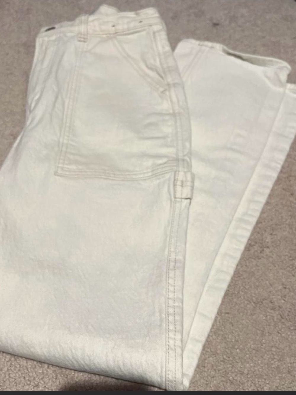 Abercrombie & Fitch Women's White Straight-Leg Carpenter Jeans